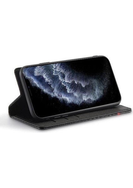 Iphone 11 Için Kılıf Pro Max Manyetik Karbon Fiber Deri Folio Flip Case (Yurt Dışından)