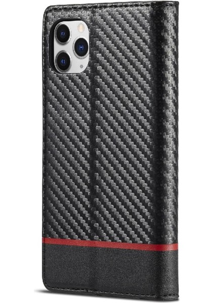 Iphone 11 Için Kılıf Pro Max Manyetik Karbon Fiber Deri Folio Flip Case (Yurt Dışından)