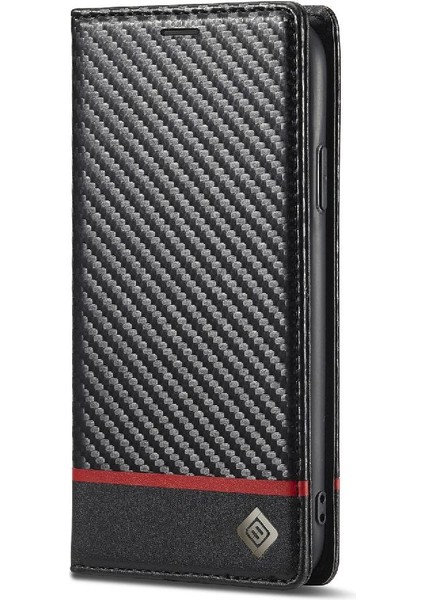 Iphone 11 Için Kılıf Pro Max Manyetik Karbon Fiber Deri Folio Flip Case (Yurt Dışından)