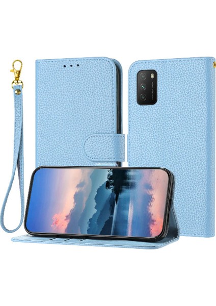 Colorful Shop Telefon Kılıfı Için Xiaomi Poco M3 Litchi Desen Flip Folio Pu Deri Kart (Yurt Dışından)