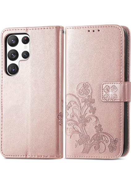 Samsung Galaxy S23 Ultra Flip Kapak Dört Yapraklı Yonca Zarif (Yurt Dışından)
