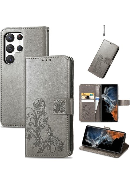 Samsung Galaxy S23 Ultra Flip Kapak Dört Yapraklı Yonca Zarif (Yurt Dışından)
