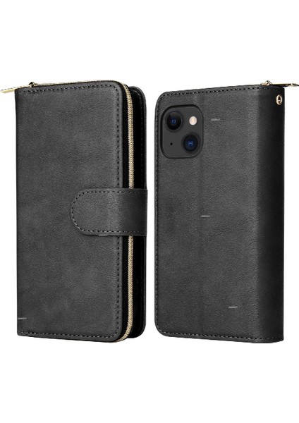 Iphone 15 Için Kılıf Kart Tutucu Fermuar Cep Cüzdan Kılıf 9 Kart Yuvaları ile (Yurt Dışından)