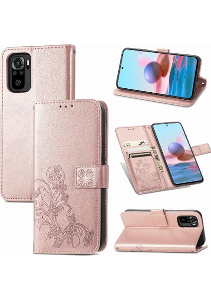 Xiaomi Redmi Için Not 10 4g Dört Yapraklı Yonca Kısa Kayış Kapak Çevirin (Yurt Dışından)