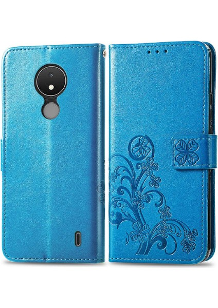 Nokia C21 Kılıf Için Kılıf Zarif Iş Dört Yapraklı Yonca Flip (Yurt Dışından)