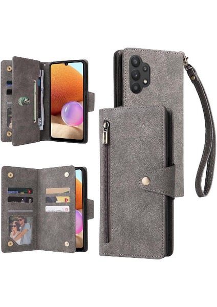 Samsung Galaxy A32 4g Manyetik Deri Kart Tutucu Fermuar Cüzdan (Yurt Dışından)
