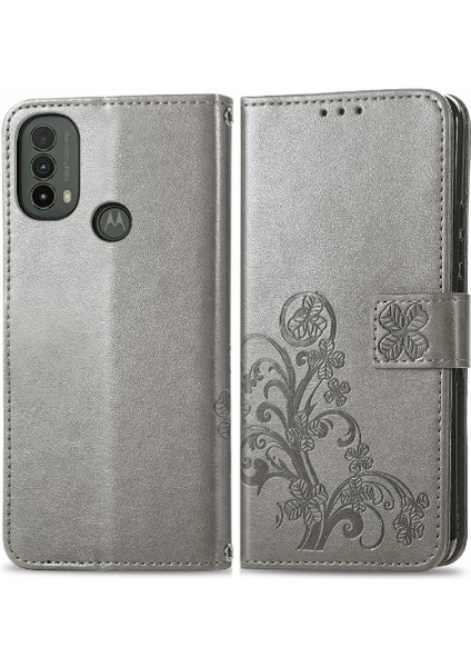 Motorola Moto E40 Flip Kapak Kılıf Için Kılıf Kısa Kayış Dört Yaprak (Yurt Dışından)