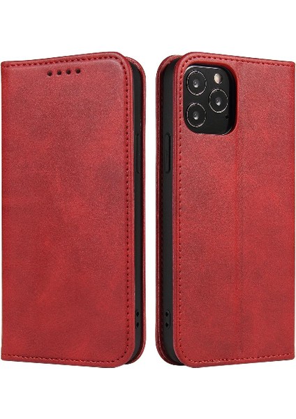 Iphone 14 Için Kılıf Pro Manyetik Karbon Fiber Deri Folio Flip Case Tam (Yurt Dışından)