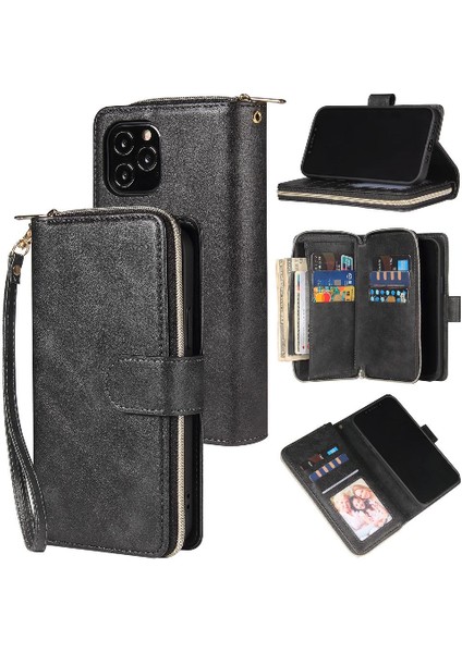 Iphone 12 Için Kılıf Pro Max Kart Tutucu Fermuar Cep Flip Kapak ile El (Yurt Dışından)