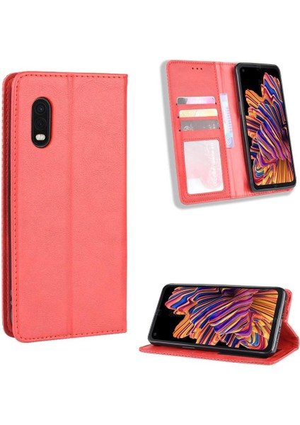 Samsung Galaxy Xcover Pro Manyetik Kapatma Cüzdan Pu Deri Kılıf (Yurt Dışından)