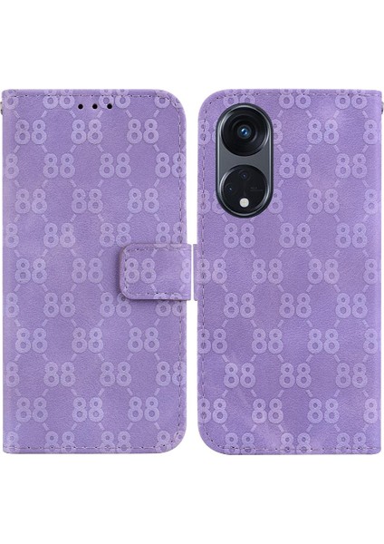 Telefon Kılıfı Için Oppo Oppo 8t 5g Kickstand Çift 8 Kabartmalı Pu Deri Kart (Yurt Dışından)