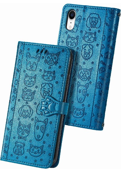 Iphone Xr Flip Kapak Kılıf Için Kılıf Kısa Kayış Karikatür Hayvanlar (Yurt Dışından)
