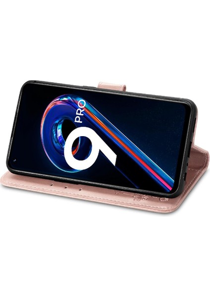 Realme 9 Pro Için Kılıf Kısa Kayış Deri Kılıf Kapak Kapak Dört Yapraklı Yonca (Yurt Dışından) modelleri
