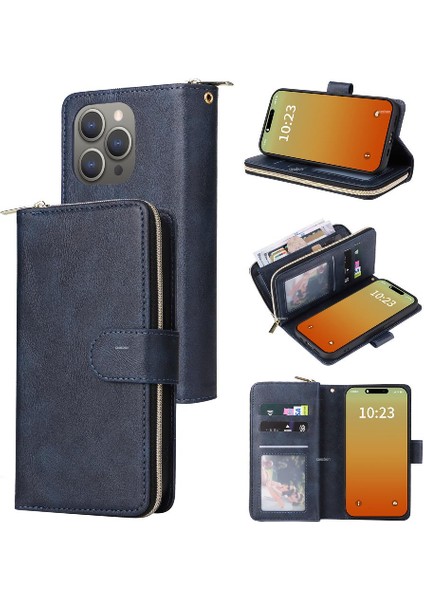 Iphone 15 Pro Max Cüzdan Durumda 9 Kart Yuvaları Kart Tutucu ile Flip (Yurt Dışından)