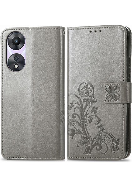 Oppo A78 Için Kılıf Kısa Kayış Zarif Iş Deri Kılıf Dört Yaprak (Yurt Dışından)
