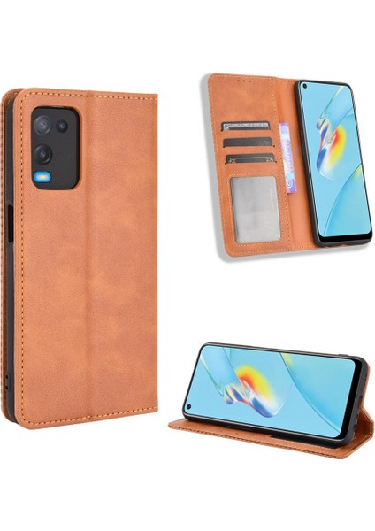 Oppo A54 4g Cüzdan Manyetik Kapatma Pu Deri Için Kılıf (Yurt Dışından)