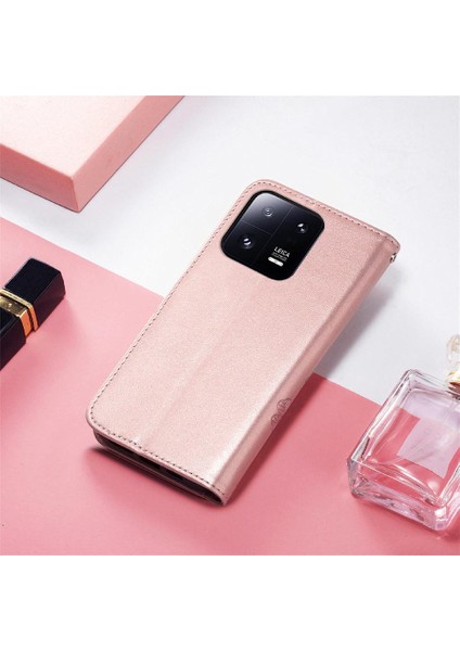 Xiaomi 13 Için Kılıf Pro Kısa Kayış Deri Kılıf Kapak Çevirin Zarif Dört (Yurt Dışından) modelleri