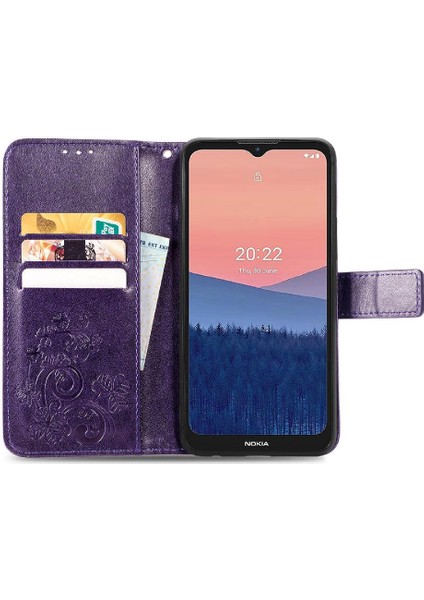 Nokia C21 Kılıf Için Kılıf Zarif Iş Dört Yapraklı Yonca Flip (Yurt Dışından) modelleri