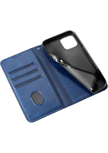 Iphone 14 Için Kılıf Pro Max Deri Folio Flip Case Manyetik Karbon Fiber (Yurt Dışından)