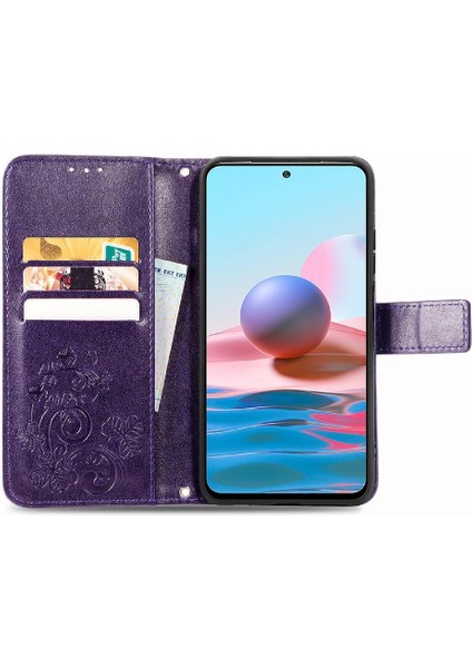 Xiaomi Redmi Için Not 10 4g Dört Yapraklı Yonca Kısa Kayış Kapak Çevirin (Yurt Dışından)