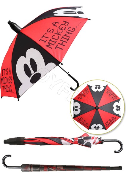Mickey Mouse By Mickey Pvc Koruma Kılıflı Çocuk Şemsiyesi - 3 - 12 Yaş Arası Çap : 85 cm