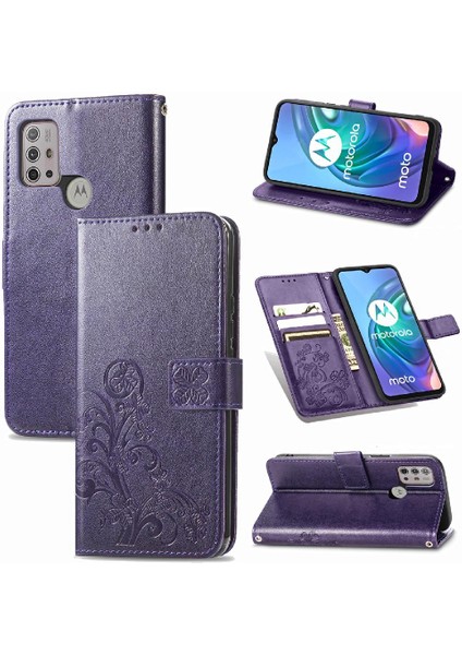 Motorola Moto G30 Deri Kılıf Kapak Kapak Kısa Kayış Zarif (Yurt Dışından)