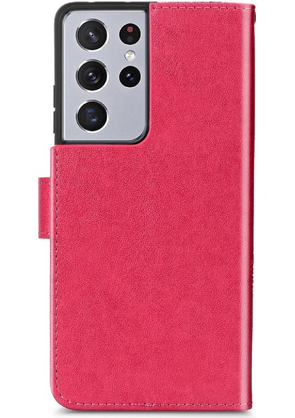 Samsung Galaxy S21 Ultra Flip Kapak Için Kılıf Kısa Kayış Dört Yapraklı Yonca (Yurt Dışından) modelleri
