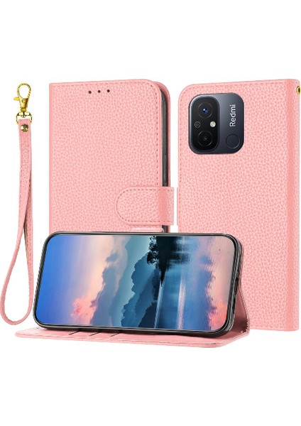 Xiaomi Redmi 12C Pu Deri Cüzdan Için Telefon Kılıfı Litchi Desen Çevirme Folyo (Yurt Dışından)