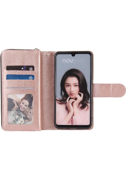 Huawei P30 Lite Için Kılıf ile 9 Kart Yuvaları ile Fermuarlı Cebi Cüzdan Durumda (Yurt Dışından)