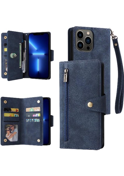 El Kayışı Fermuar Cüzdan Kapak ile iphone 13 Pro Kart Tutucu Için Kılıf (Yurt Dışından)