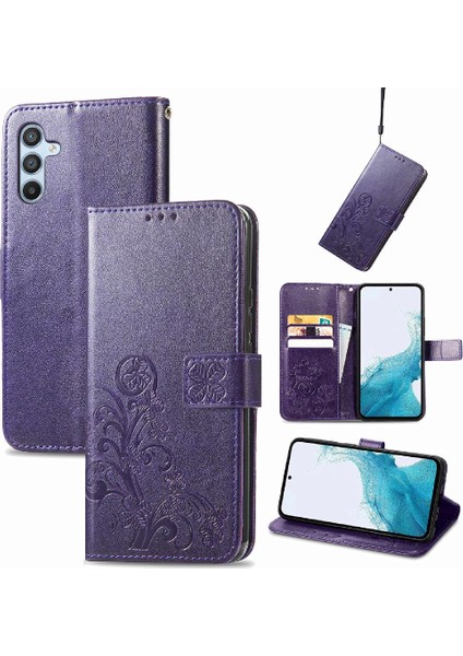Samsung Galaxy A54 5g Kısa Kayış Deri Kılıf Kapak Kapak Dört (Yurt Dışından)