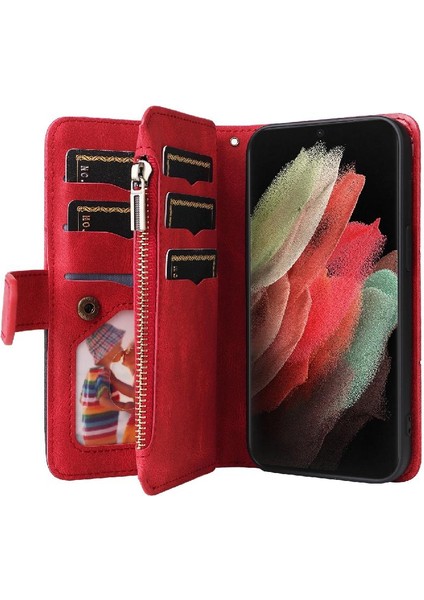 Samsung Galaxy S21 Ultra Iki Renkli Dikiş Fermuar Cüzdan Tarzı (Yurt Dışından) indirimleri