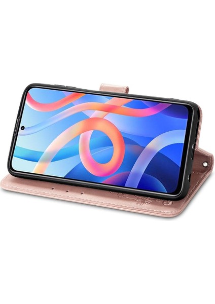 Xiaomi Redmi Için Not 11 4g Dört Yapraklı Yonca Flip Kapak Kısa Kayış (Yurt Dışından)