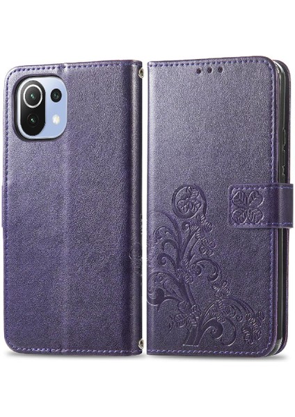 Xiaomi 11 Lite Için Kılıf Kapak Çevirin Kılıf Kısa Kayış Zarif Dört (Yurt Dışından)