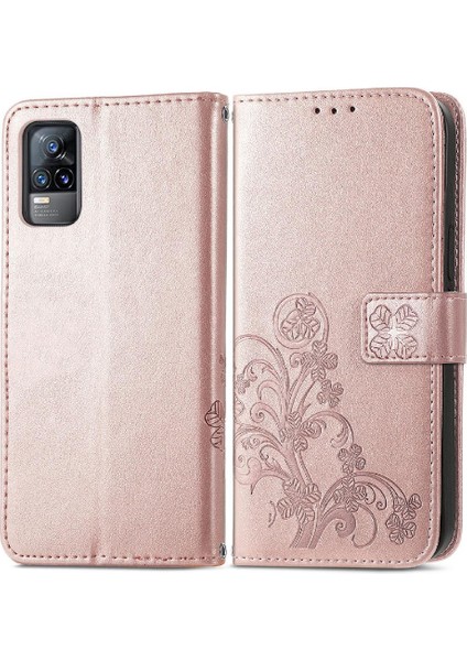 Vivo V21E 4g Için Kısa Kayış Dört Yapraklı Yonca Flip Kapak Zarif (Yurt Dışından)