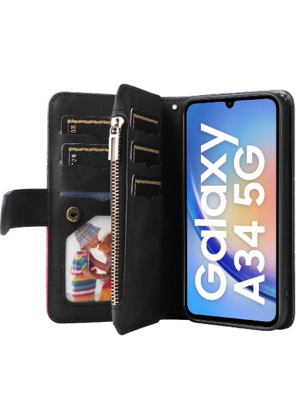Kart Yuvası Standı Fermuar Cüzdan Tarzı ile Samsung Galaxy A34 5g Için Kılıf (Yurt Dışından) fırsatları