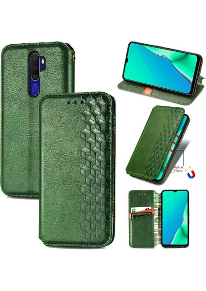 Oppo A5 2020 Zarif Iş Deri Kılıf Kapak Kapak Moda (Yurt Dışından)