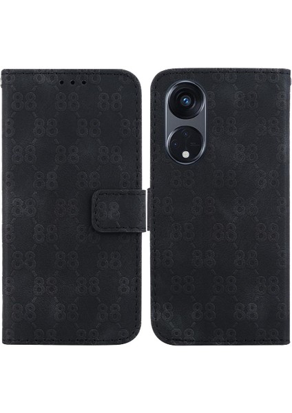 Telefon Kılıfı Için Oppo Oppo 8t 5g Kickstand Çift 8 Kabartmalı Pu Deri Kart (Yurt Dışından)