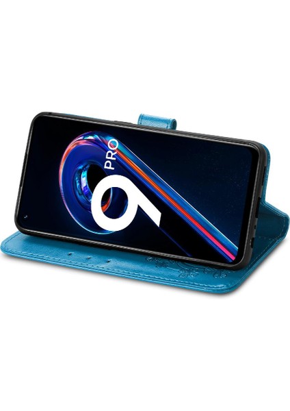 Realme 9 Pro Için Kılıf Kısa Kayış Deri Kılıf Kapak Kapak Dört Yapraklı Yonca (Yurt Dışından)