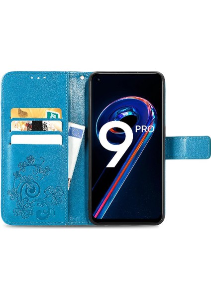 Realme 9 Pro Için Kılıf Kısa Kayış Deri Kılıf Kapak Kapak Dört Yapraklı Yonca (Yurt Dışından)