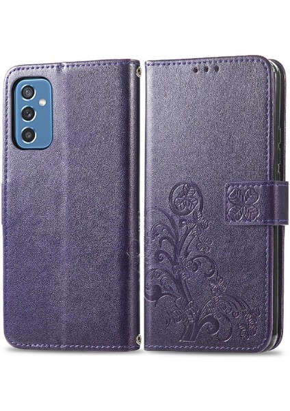 Samsung Galaxy M52 5g Dört Yapraklı Yonca Deri Kılıf Kısa Kayış (Yurt Dışından)