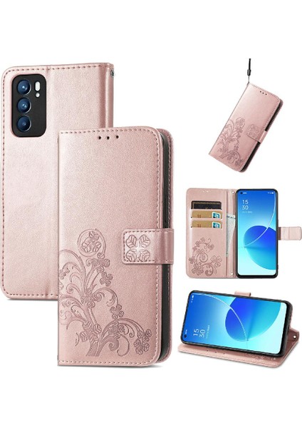 Oppo Case 6 5g Için Zarif Iş Çevirme Kapağı Dört Yapraklı Yonca (Yurt Dışından)