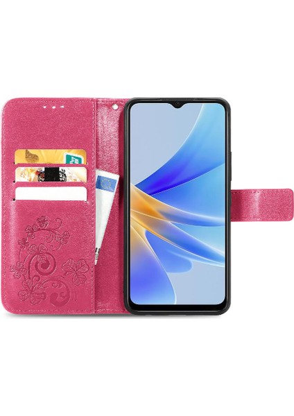 Oppo A17 Flip Kapak Için Kılıf Kısa Kayış Deri Kılıf Zarif Iş (Yurt Dışından)