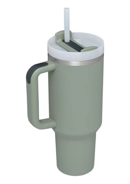 Paslanmaz Çelik 40OZ Saplı Pipetli Bardak Termos Bardak (Yurt Dışından)