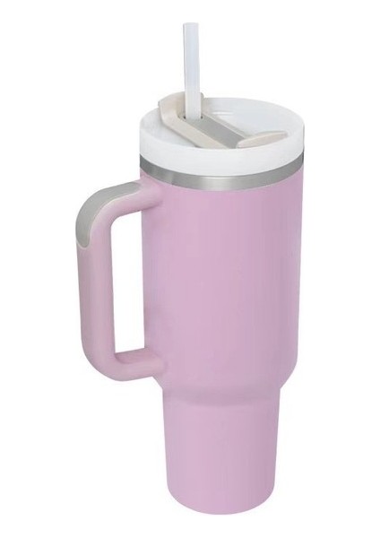 Paslanmaz Çelik 40OZ Saplı Pipetli Bardak Termos Bardak (Yurt Dışından)