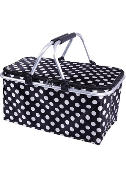Polka Dot Piknik Sepeti Piknik Çantası Yalıtımlı Isı Soğutucu Piknik Kamp Sepeti Serin Sepet Depolama Sepeti Çanta Kutusu Takeaway Kutusu | Piknik Çantaları (Yurt Dışından)
