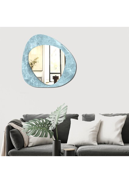 Dekor Camı ve Ayna | Zen Ayna ve Gri Mermer Görünümlü| 2'li Takım | 70CM x 70CM