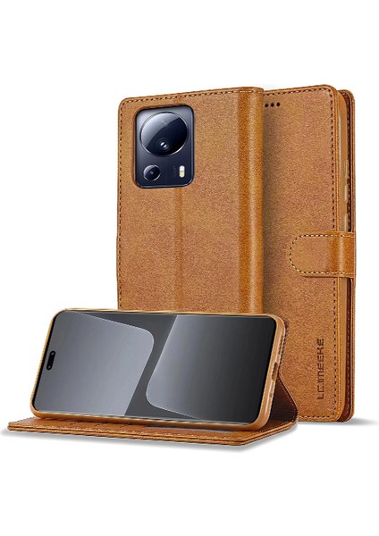 Xiaomi 13 Lite 5g Buzağı Doku ile Yatay Çevir Deri Kılıf (Yurt Dışından)