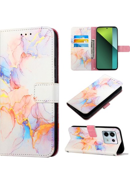 Xiaomi Redmi Için Not 13 Pro 5g Pu Deri Mermer Desen Cüzdan (Yurt Dışından)