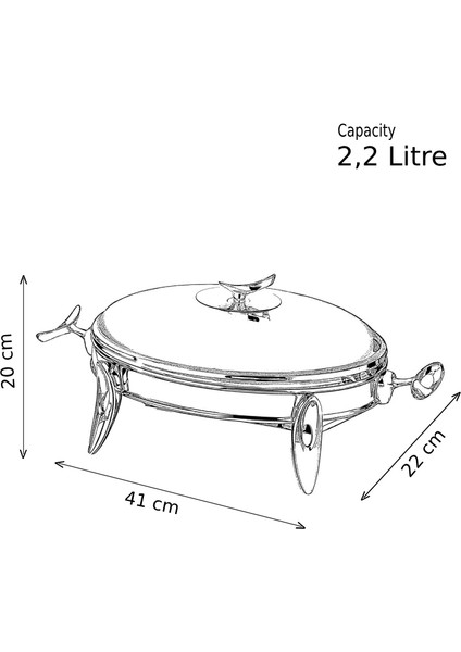 Mum Isıtıcılı Oval Servis Seti 2,2 Lt